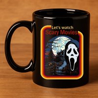 Ghost Retro Lets Watch Scary Movies 11oz C Handle Ceramic Mug