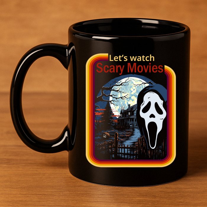 Ghost Retro Lets Watch Scary Movies 11oz C Handle Ceramic Mug