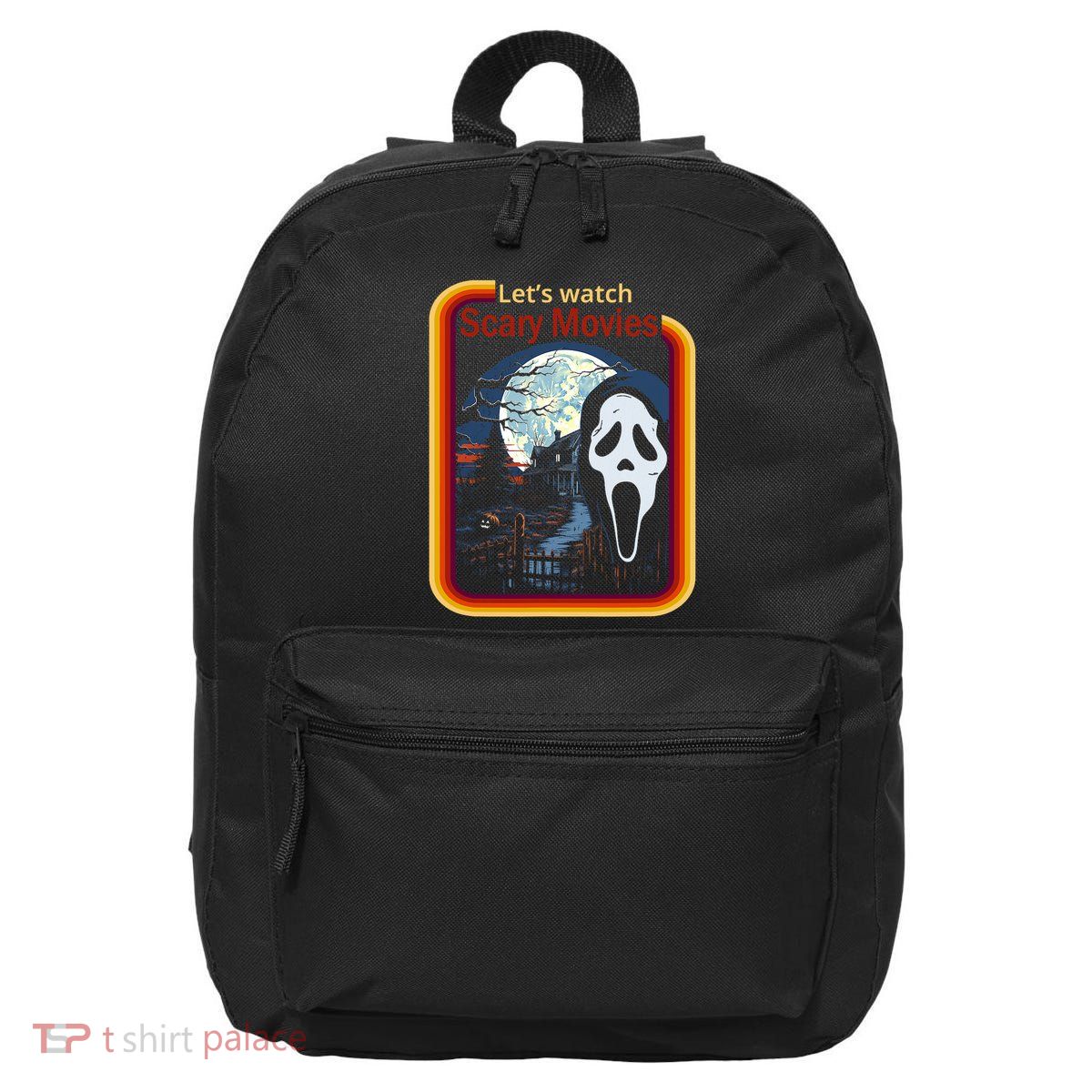 Ghost Retro Lets Watch Scary Movies 16 in Basic Backpack