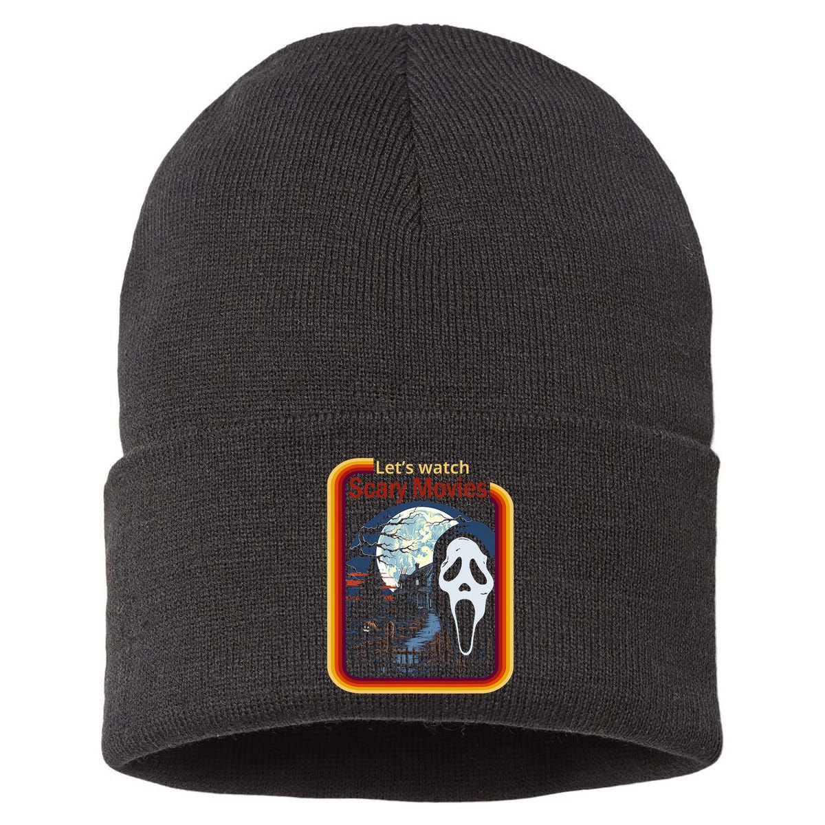 Ghost Retro Lets Watch Scary Movies Sustainable Knit Beanie