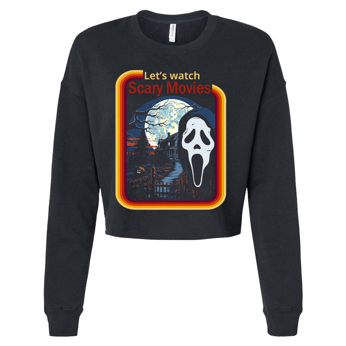 Ghost Retro Lets Watch Scary Movies Cropped Pullover Crew