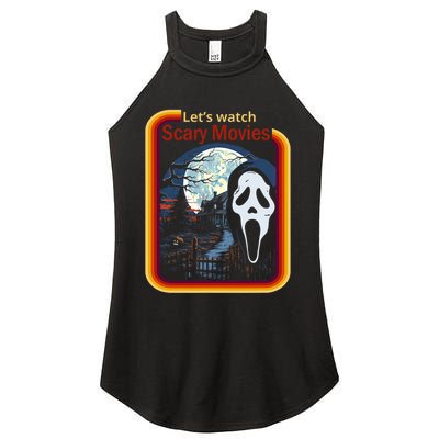 Ghost Retro Lets Watch Scary Movies Women's Perfect Tri Rocker Tank