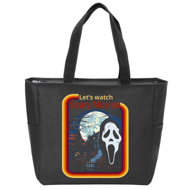 Ghost Retro Lets Watch Scary Movies Zip Tote Bag