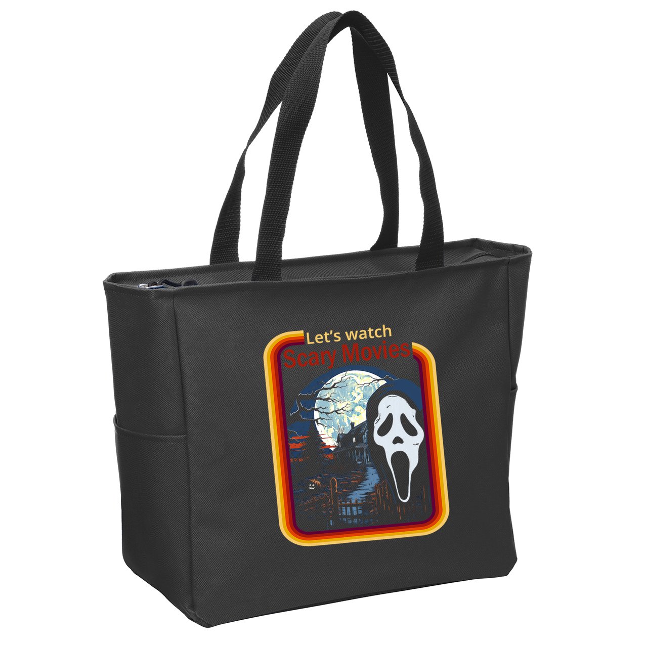 Ghost Retro Lets Watch Scary Movies Zip Tote Bag