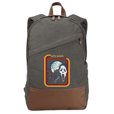 Ghost Retro Lets Watch Scary Movies Cotton Canvas Backpack
