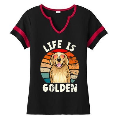 Golden Retriever Life is Golden Tee Golden Owner Ladies Halftime Notch Neck Tee