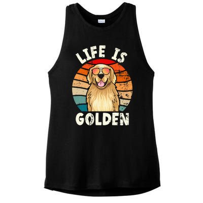 Golden Retriever Life is Golden Tee Golden Owner Ladies PosiCharge Tri-Blend Wicking Tank