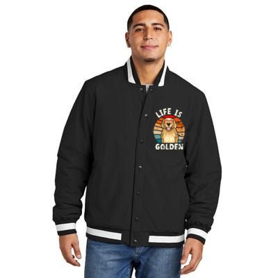 Golden Retriever Life is Golden Tee Golden Owner Insulated Varsity Jacket