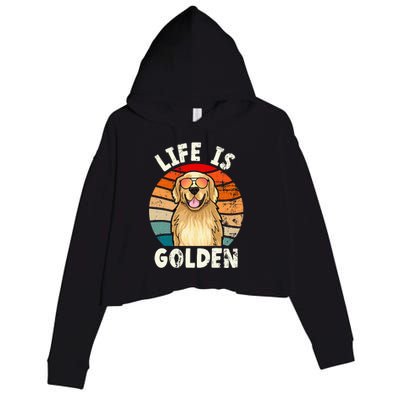 Golden Retriever Life is Golden Tee Golden Owner Crop Fleece Hoodie