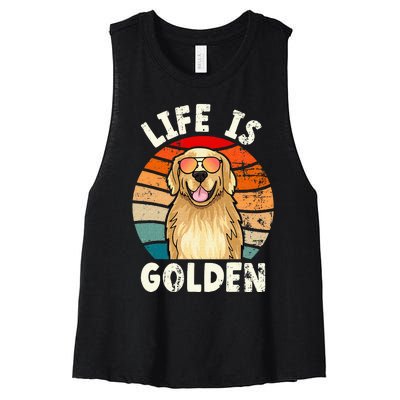 Golden Retriever Life is Golden Tee Golden Owner Women's Racerback Cropped Tank