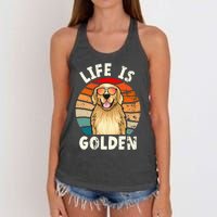 Golden Retriever Life is Golden Tee Golden Owner Women's Knotted Racerback Tank