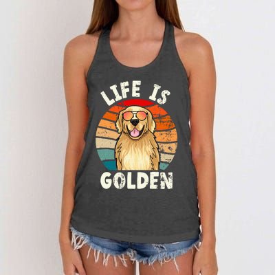 Golden Retriever Life is Golden Tee Golden Owner Women's Knotted Racerback Tank