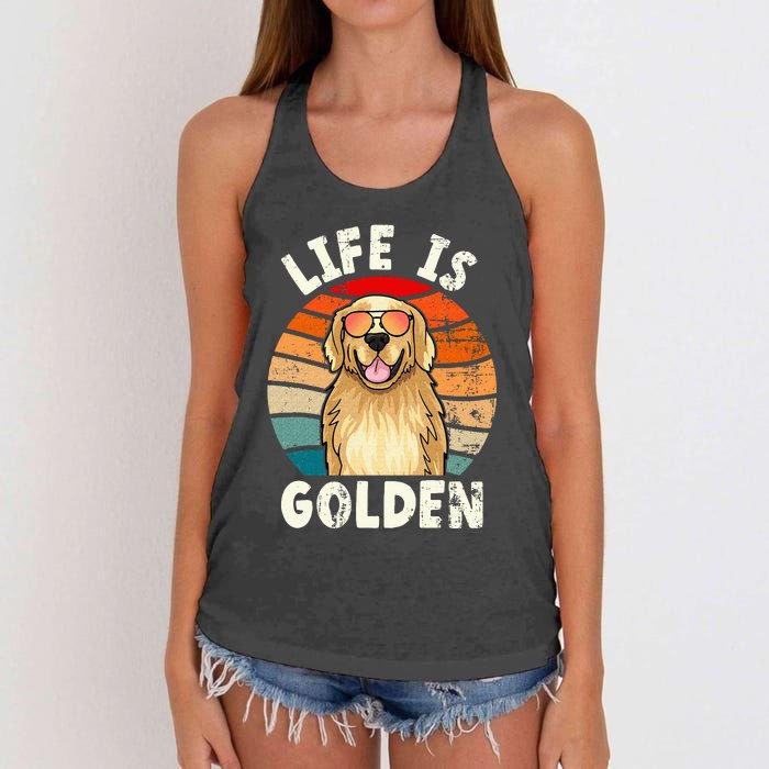 Golden Retriever Life is Golden Tee Golden Owner Women's Knotted Racerback Tank