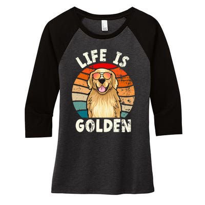 Golden Retriever Life is Golden Tee Golden Owner Women's Tri-Blend 3/4-Sleeve Raglan Shirt