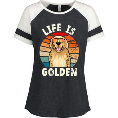 Golden Retriever Life is Golden Tee Golden Owner Enza Ladies Jersey Colorblock Tee