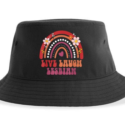 Groovy Retro Live Laugh Lesbian Pride LGBTQ+ Pride Month Sustainable Bucket Hat