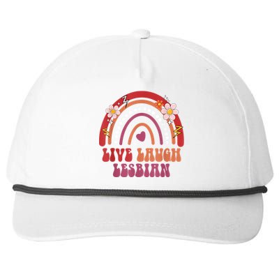 Groovy Retro Live Laugh Lesbian Pride LGBTQ+ Pride Month Snapback Five-Panel Rope Hat