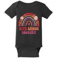 Groovy Retro Live Laugh Lesbian Pride LGBTQ+ Pride Month Baby Bodysuit