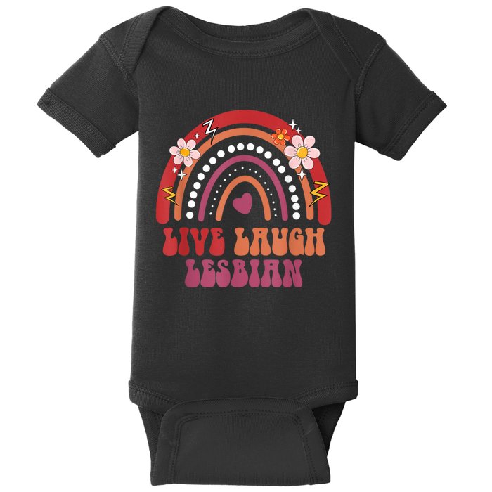 Groovy Retro Live Laugh Lesbian Pride LGBTQ+ Pride Month Baby Bodysuit