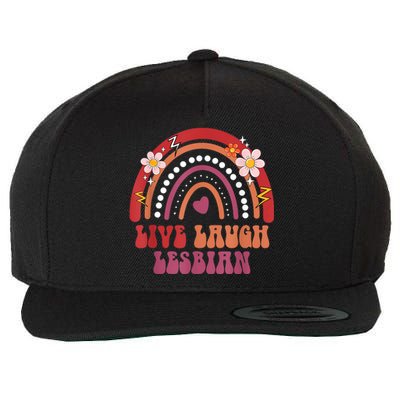 Groovy Retro Live Laugh Lesbian Pride LGBTQ+ Pride Month Wool Snapback Cap