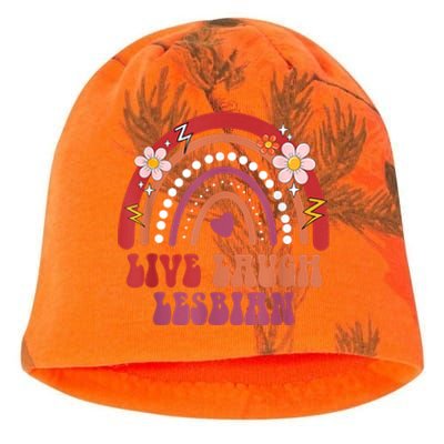 Groovy Retro Live Laugh Lesbian Pride LGBTQ+ Pride Month Kati - Camo Knit Beanie