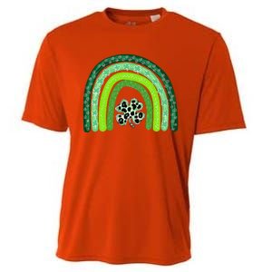 Green Rainbow Leopard Lucky Shamrock Irish St Patricks Day Cooling Performance Crew T-Shirt