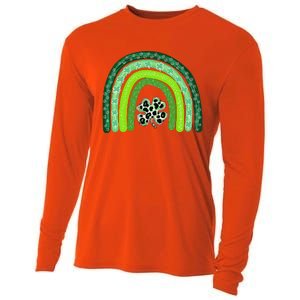 Green Rainbow Leopard Lucky Shamrock Irish St Patricks Day Cooling Performance Long Sleeve Crew