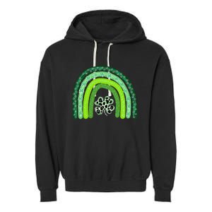 Green Rainbow Leopard Lucky Shamrock Irish St Patricks Day Garment-Dyed Fleece Hoodie