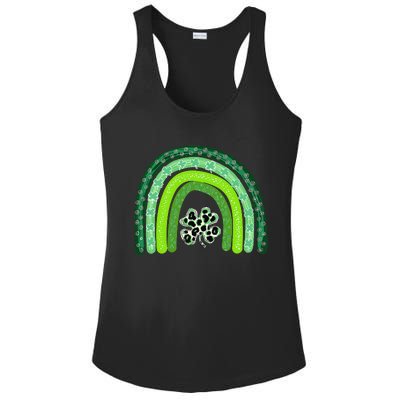 Green Rainbow Leopard Lucky Shamrock Irish St Patricks Day Ladies PosiCharge Competitor Racerback Tank