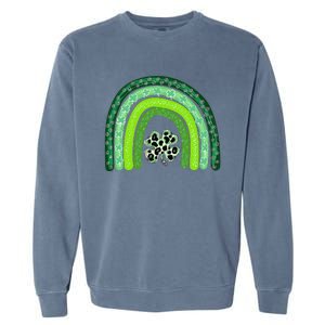 Green Rainbow Leopard Lucky Shamrock Irish St Patricks Day Garment-Dyed Sweatshirt