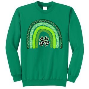 Green Rainbow Leopard Lucky Shamrock Irish St Patricks Day Sweatshirt