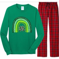 Green Rainbow Leopard Lucky Shamrock Irish St Patricks Day Long Sleeve Pajama Set