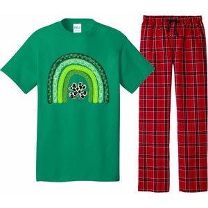 Green Rainbow Leopard Lucky Shamrock Irish St Patricks Day Pajama Set