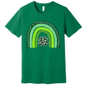 Green Rainbow Leopard Lucky Shamrock Irish St Patricks Day Premium T-Shirt