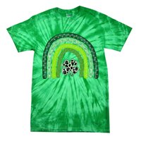 Green Rainbow Leopard Lucky Shamrock Irish St Patricks Day Tie-Dye T-Shirt