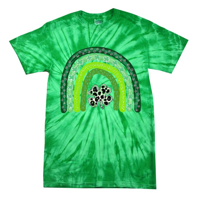 Green Rainbow Leopard Lucky Shamrock Irish St Patricks Day Tie-Dye T-Shirt