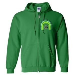 Green Rainbow Leopard Lucky Shamrock Irish St Patricks Day Full Zip Hoodie