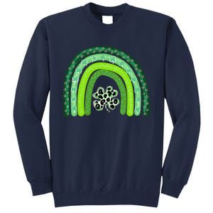 Green Rainbow Leopard Lucky Shamrock Irish St Patricks Day Tall Sweatshirt