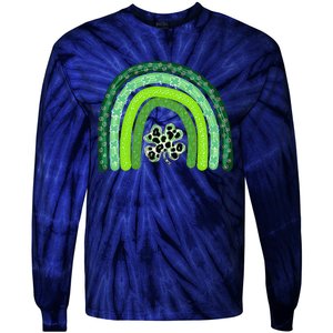 Green Rainbow Leopard Lucky Shamrock Irish St Patricks Day Tie-Dye Long Sleeve Shirt