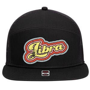 Groovy Retro Libra Zodiac Scales September October Birthday 7 Panel Mesh Trucker Snapback Hat