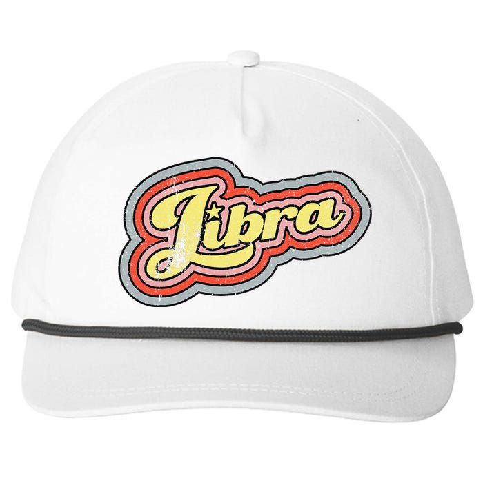 Groovy Retro Libra Zodiac Scales September October Birthday Snapback Five-Panel Rope Hat