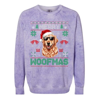 Golden Retrievers Merry Christmas Woofmas Dog Lover Mom Dad Colorblast Crewneck Sweatshirt