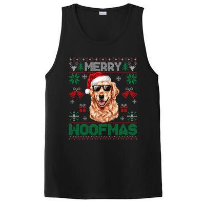 Golden Retrievers Merry Christmas Woofmas Dog Lover Mom Dad PosiCharge Competitor Tank