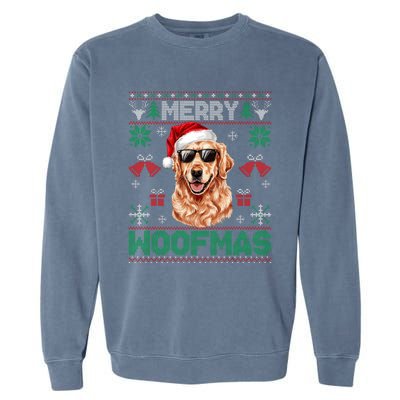 Golden Retrievers Merry Christmas Woofmas Dog Lover Mom Dad Garment-Dyed Sweatshirt