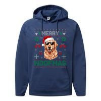 Golden Retrievers Merry Christmas Woofmas Dog Lover Mom Dad Performance Fleece Hoodie