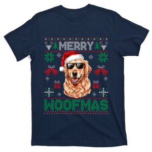 Golden Retrievers Merry Christmas Woofmas Dog Lover Mom Dad T-Shirt