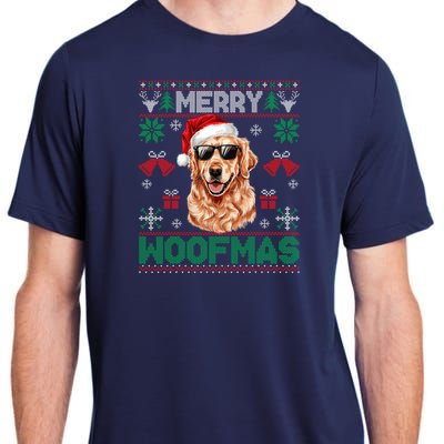 Golden Retrievers Merry Christmas Woofmas Dog Lover Mom Dad Adult ChromaSoft Performance T-Shirt