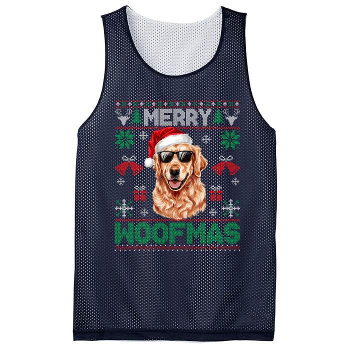 Golden Retrievers Merry Christmas Woofmas Dog Lover Mom Dad Mesh Reversible Basketball Jersey Tank