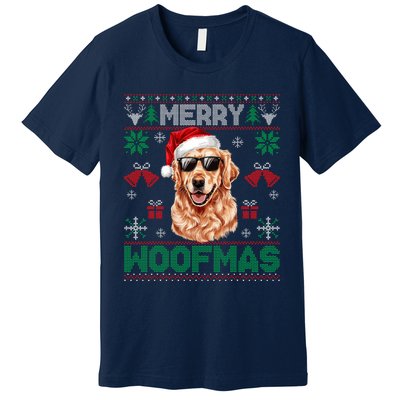 Golden Retrievers Merry Christmas Woofmas Dog Lover Mom Dad Premium T-Shirt