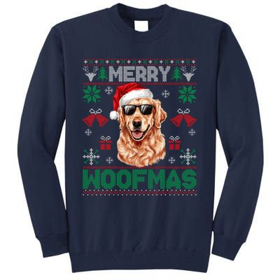 Golden Retrievers Merry Christmas Woofmas Dog Lover Mom Dad Tall Sweatshirt